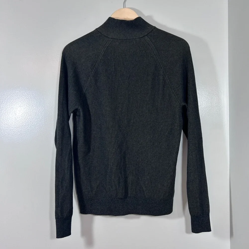 Banana Republic Mens Small Olive Green 100% Supima Cotton Quarter Zip Sweater